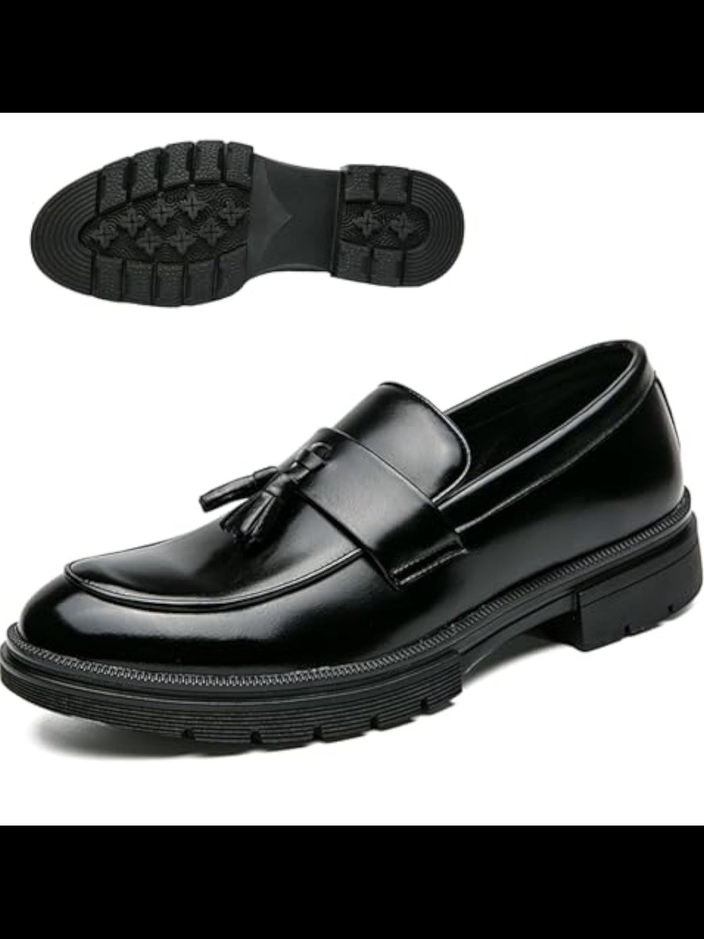 Tassel Platform Loafers Comfortable Wide Round Toe Slip on Lug Sole Low Heel 8.5